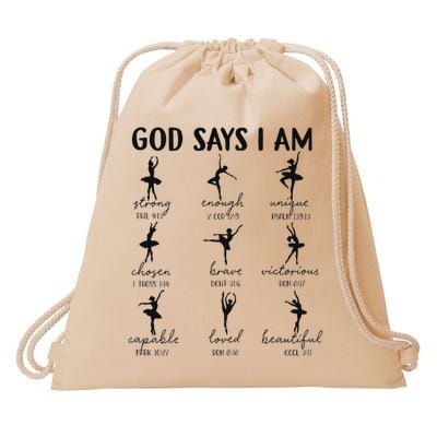 Christian God Says I Am Ballet Dancer Religious Bible Verse Drawstring Bag