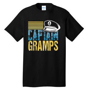 Captain Gramps Sailing Captain Hat Boat Lover Boating Tall T-Shirt