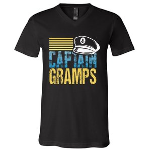 Captain Gramps Sailing Captain Hat Boat Lover Boating V-Neck T-Shirt