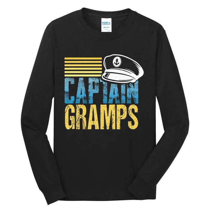 Captain Gramps Sailing Captain Hat Boat Lover Boating Tall Long Sleeve T-Shirt