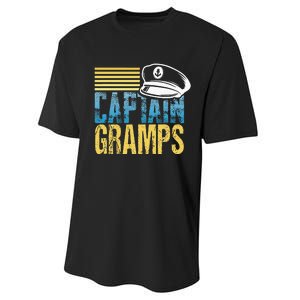 Captain Gramps Sailing Captain Hat Boat Lover Boating Performance Sprint T-Shirt