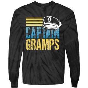 Captain Gramps Sailing Captain Hat Boat Lover Boating Tie-Dye Long Sleeve Shirt