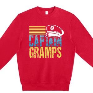 Captain Gramps Sailing Captain Hat Boat Lover Boating Premium Crewneck Sweatshirt