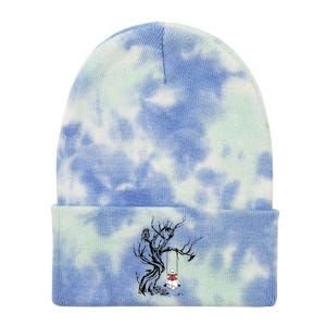 Cute Ghost Swinging Reading Book Halloween Boo Ghost Costume Funny Gift Tie Dye 12in Knit Beanie