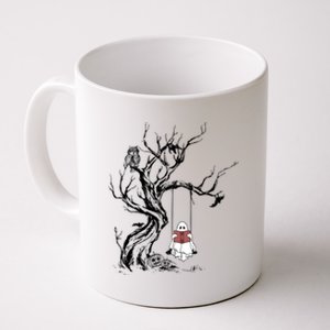 Cute Ghost Swinging Reading Book Halloween Boo Ghost Costume Funny Gift Coffee Mug