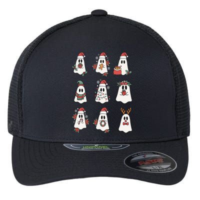 Cute Ghost Spooky Christmas Santa Hat Funny Family Pajama Flexfit Unipanel Trucker Cap