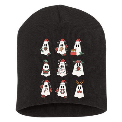 Cute Ghost Spooky Christmas Santa Hat Funny Family Pajama Short Acrylic Beanie