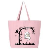 Cute Ghost Swinging Reading Book Halloween Ghost Reading Meaningful Gift 25L Jumbo Tote