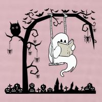 Cute Ghost Swinging Reading Book Halloween Ghost Reading Meaningful Gift 25L Jumbo Tote