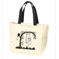 Cute Ghost Swinging Reading Book Halloween Ghost Reading Meaningful Gift Zip Tote Bag