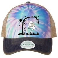 Cute Ghost Swinging Reading Book Halloween Ghost Reading Meaningful Gift Legacy Tie Dye Trucker Hat