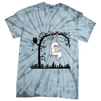 Cute Ghost Swinging Reading Book Halloween Ghost Reading Meaningful Gift Tie-Dye T-Shirt