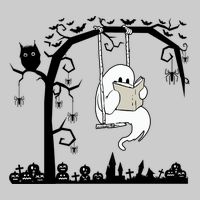 Cute Ghost Swinging Reading Book Halloween Ghost Reading Meaningful Gift Tie-Dye T-Shirt