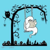Cute Ghost Swinging Reading Book Halloween Ghost Reading Meaningful Gift Magnet