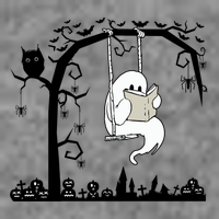 Cute Ghost Swinging Reading Book Halloween Ghost Reading Meaningful Gift Tall Hoodie