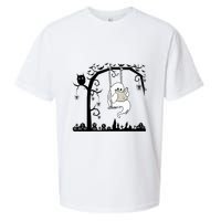 Cute Ghost Swinging Reading Book Halloween Ghost Reading Meaningful Gift Sueded Cloud Jersey T-Shirt