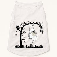 Cute Ghost Swinging Reading Book Halloween Ghost Reading Meaningful Gift Doggie Tank
