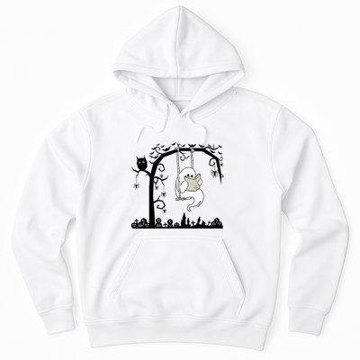 Cute Ghost Swinging Reading Book Halloween Ghost Reading Meaningful Gift Hoodie