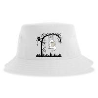 Cute Ghost Swinging Reading Book Halloween Ghost Reading Meaningful Gift Sustainable Bucket Hat