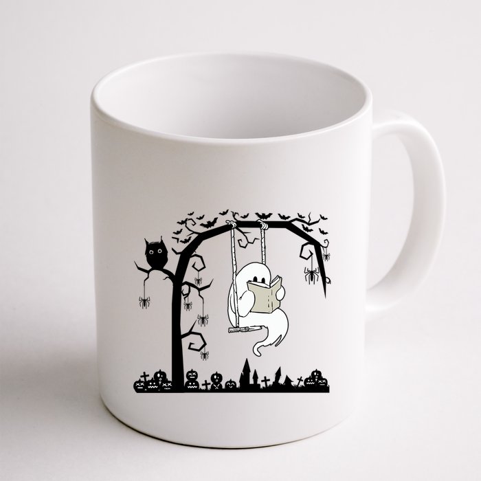 Cute Ghost Swinging Reading Book Halloween Ghost Reading Meaningful Gift Mug