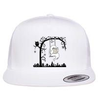 Cute Ghost Swinging Reading Book Halloween Ghost Reading Meaningful Gift Flatbill Hat
