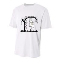 Cute Ghost Swinging Reading Book Halloween Ghost Reading Meaningful Gift Youth Performance Sprint T-Shirt