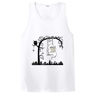 Cute Ghost Swinging Reading Book Halloween Ghost Reading Meaningful Gift PosiCharge Competitor Tank