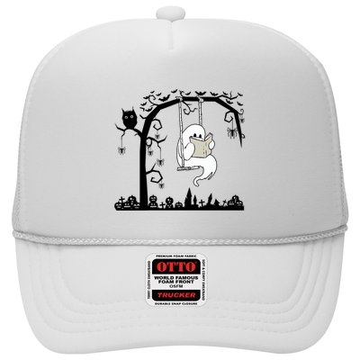 Cute Ghost Swinging Reading Book Halloween Ghost Reading Meaningful Gift Trucker Hat