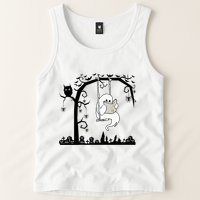 Cute Ghost Swinging Reading Book Halloween Ghost Reading Meaningful Gift Tank Top