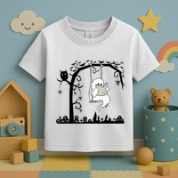 Cute Ghost Swinging Reading Book Halloween Ghost Reading Meaningful Gift Toddler T-Shirt