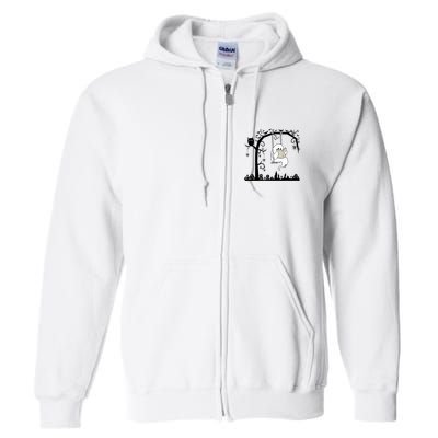 Cute Ghost Swinging Reading Book Halloween Ghost Reading Meaningful Gift Full Zip Hoodie