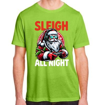 Christmas Gamer Sleigh All Night Video Game Santa Xmas Adult ChromaSoft Performance T-Shirt