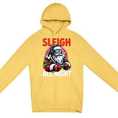 Christmas Gamer Sleigh All Night Video Game Santa Xmas Premium Pullover Hoodie