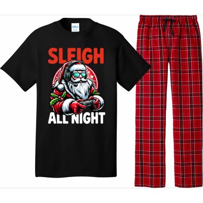 Christmas Gamer Sleigh All Night Video Game Santa Xmas Pajama Set