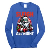 Christmas Gamer Sleigh All Night Video Game Santa Xmas Long Sleeve Shirt