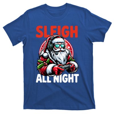 Christmas Gamer Sleigh All Night Video Game Santa Xmas T-Shirt