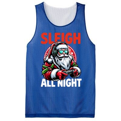 Christmas Gamer Sleigh All Night Video Game Santa Xmas Mesh Reversible Basketball Jersey Tank