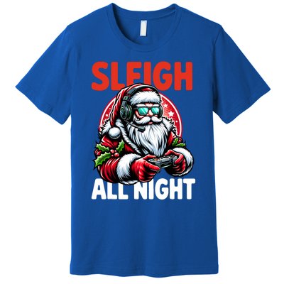 Christmas Gamer Sleigh All Night Video Game Santa Xmas Premium T-Shirt