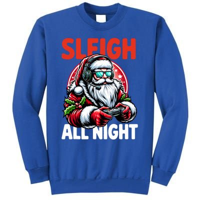 Christmas Gamer Sleigh All Night Video Game Santa Xmas Tall Sweatshirt