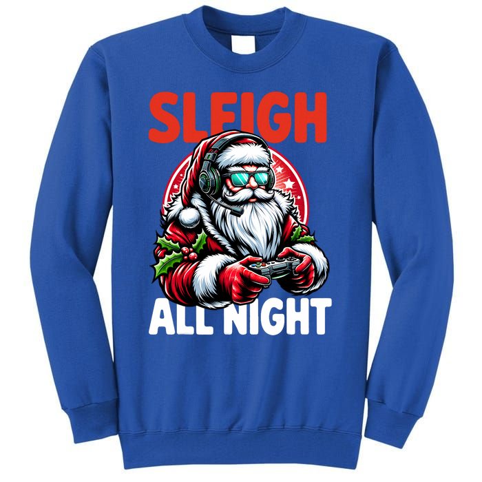 Christmas Gamer Sleigh All Night Video Game Santa Xmas Tall Sweatshirt