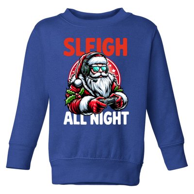 Christmas Gamer Sleigh All Night Video Game Santa Xmas Toddler Sweatshirt