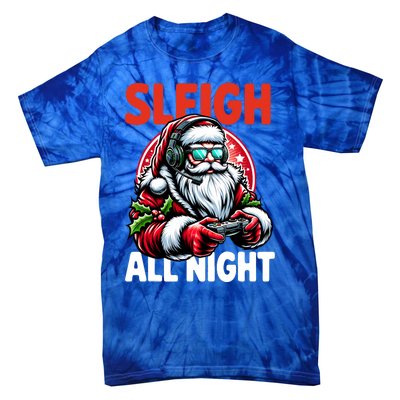 Christmas Gamer Sleigh All Night Video Game Santa Xmas Tie-Dye T-Shirt