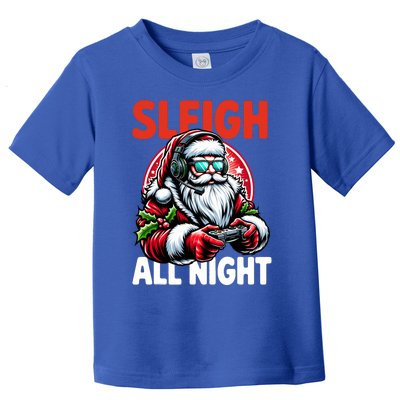 Christmas Gamer Sleigh All Night Video Game Santa Xmas Toddler T-Shirt