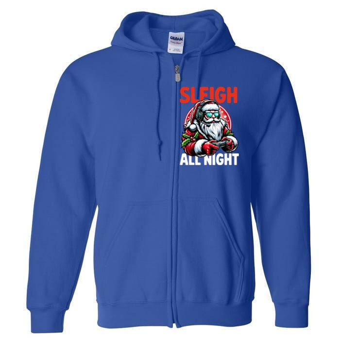 Christmas Gamer Sleigh All Night Video Game Santa Xmas Full Zip Hoodie