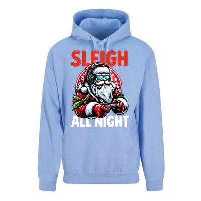 Christmas Gamer Sleigh All Night Video Game Santa Xmas Unisex Surf Hoodie