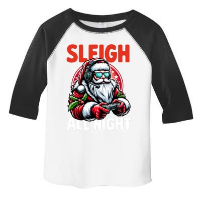 Christmas Gamer Sleigh All Night Video Game Santa Xmas Toddler Fine Jersey T-Shirt