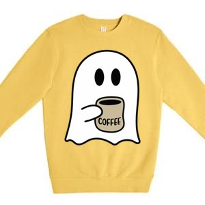 Cute Ghost Spooky Coffee Spooky Season Fall Coffee Lover Gift Premium Crewneck Sweatshirt