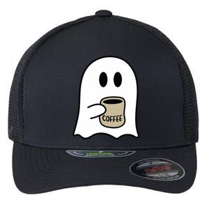 Cute Ghost Spooky Coffee Spooky Season Fall Coffee Lover Gift Flexfit Unipanel Trucker Cap