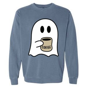 Cute Ghost Spooky Coffee Spooky Season Fall Coffee Lover Gift Garment-Dyed Sweatshirt