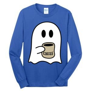 Cute Ghost Spooky Coffee Spooky Season Fall Coffee Lover Gift Tall Long Sleeve T-Shirt